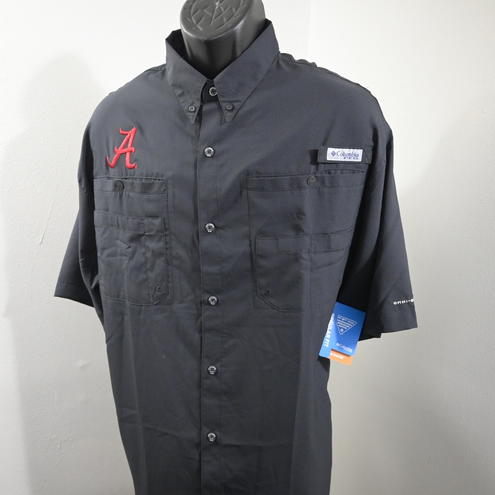 Columbia PFG Fishing Shirt Men XLT NEW Regular Black Alabama Crimson Tide XT7417 - Picture 3 of 16